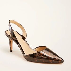 Ann Taylor Tortoiseshell Print Patent Slingback Pumps